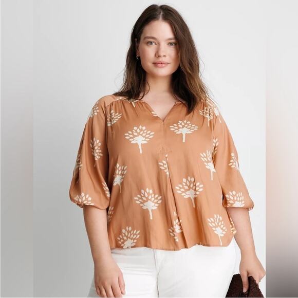 NWT Anthropologie Dolan Alvia floral satin peasant top sz 3X - Picture 1 of 7